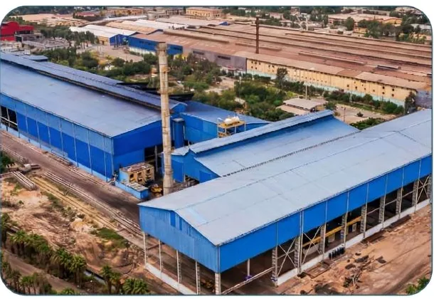 Aerial view of an industrial production facility