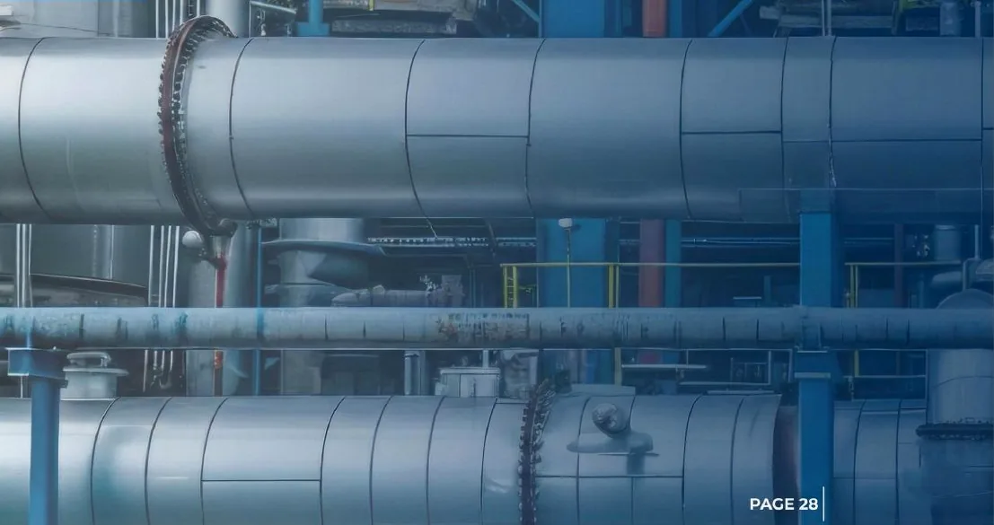 Large industrial pipework and process equipment