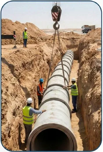 Large-diameter utility pipe installation in a trench